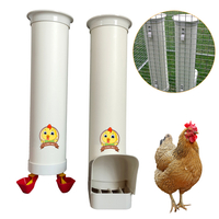 Bebedero y comedero de tubo colgante Cubo de alimentación para aves de corral con cubierta para lluvia Dispositivos de alimentación automática para gallinero Cubo de agua con taza de válvula