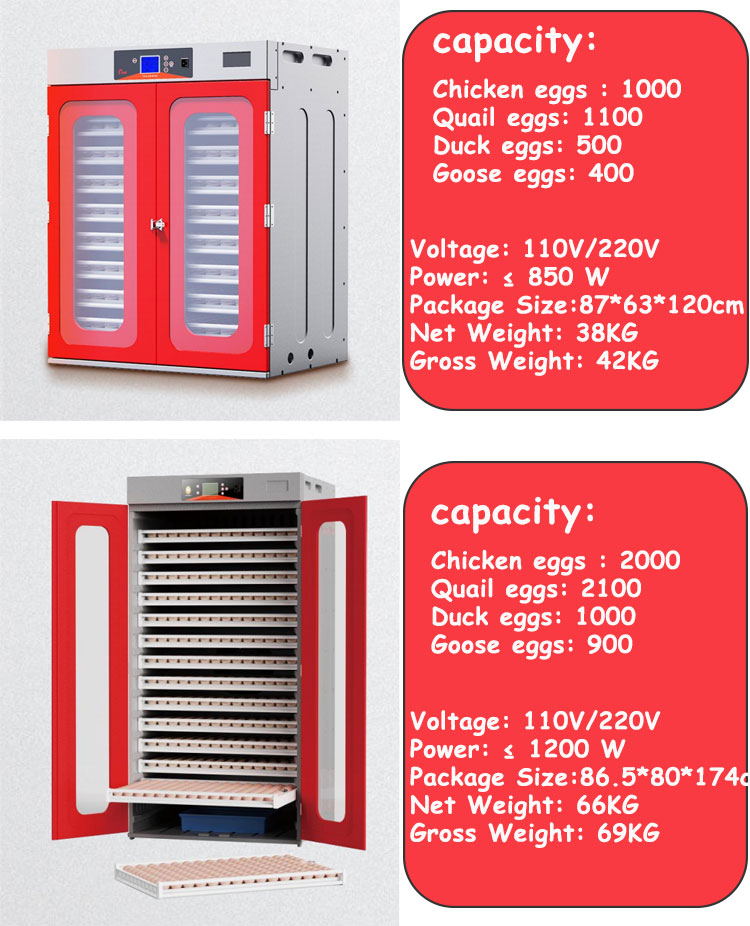 Máquina de incubación 400-10000 Incubadora de huevos Incubadora roja china solar 
