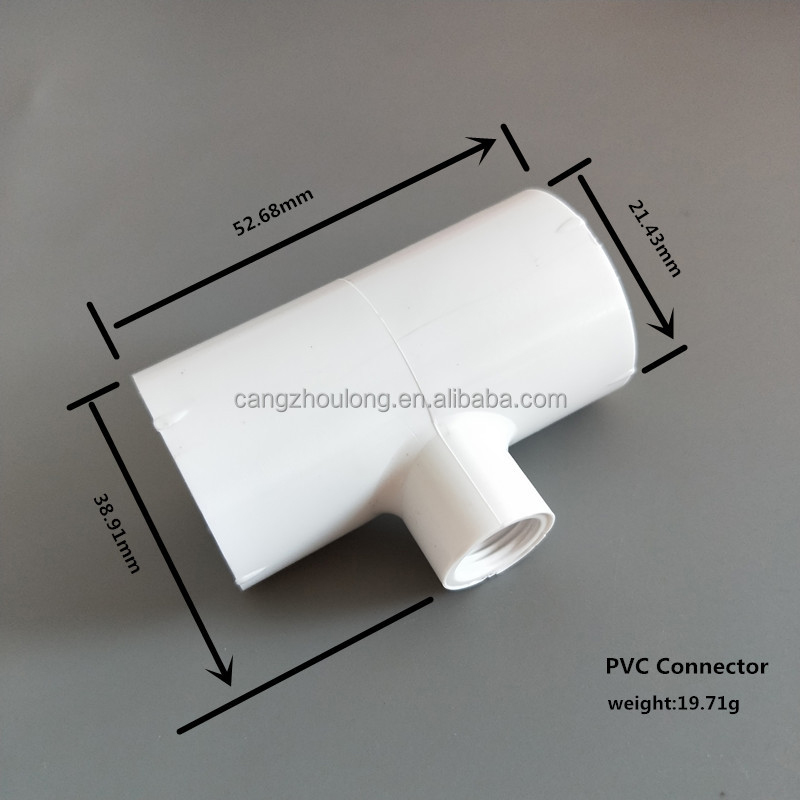 Conector de instalación de tuberías de bricolaje de PVC Camiseta horizontal de PVC para bebederos de agua para pollos y bebederos para aves de corral Sistema de conexiones de tuberías para granjas de pollos LML-08