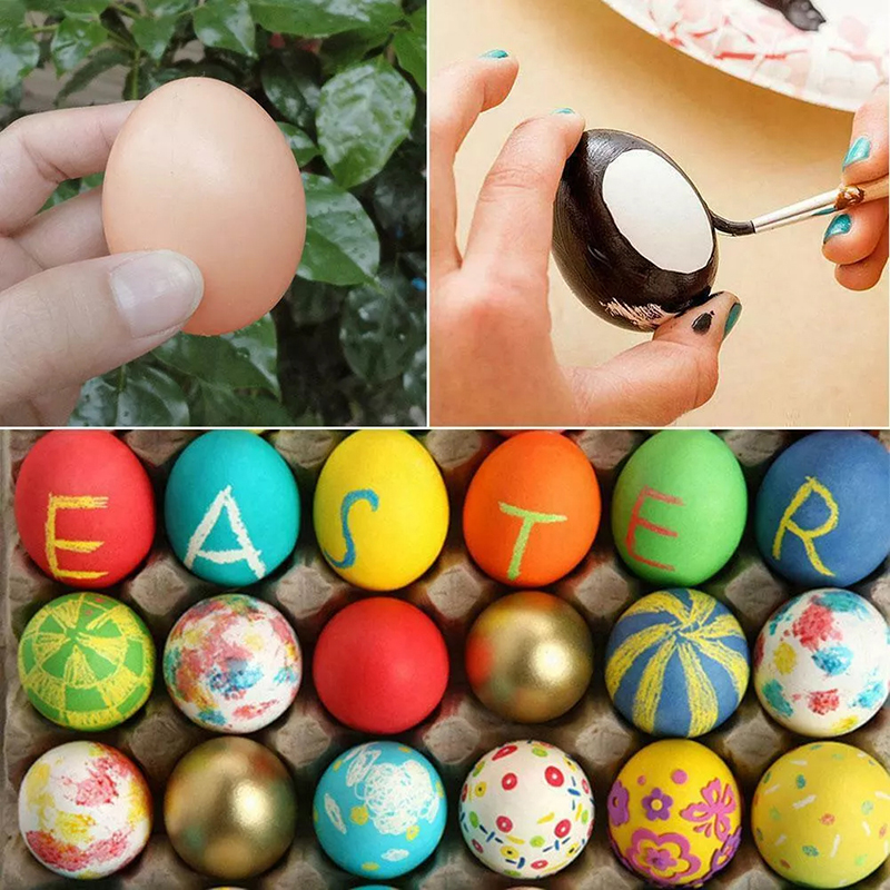 Huevos falsos de madera/plástico, nido de casa de pollo, huevo falso, adornos de dibujo DIY para regalo, huevos de Pascua, LMA-13