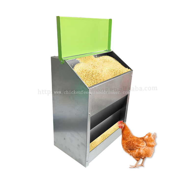 Alimentador de pollos y aves de corral galvanizado de Metal, comederos automáticos personalizados de alta calidad para comida de pollitos al aire libre para granja LM-133